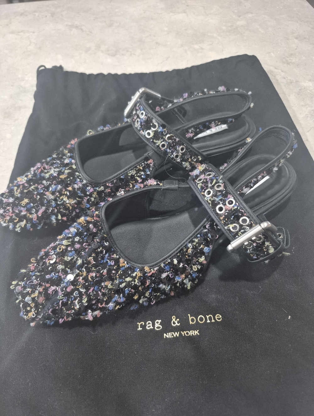 Rag & Bone Astra Sequin Boucle Slingback 39/8.5 Wonens - Picture 2 of 8